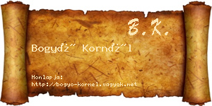 Bogyó Kornél névjegykártya